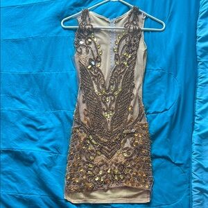Elegant Gold Embellished Dress